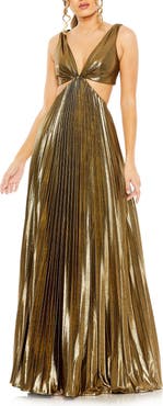 Ieena for Mac Duggal Pleated Cutout Dress