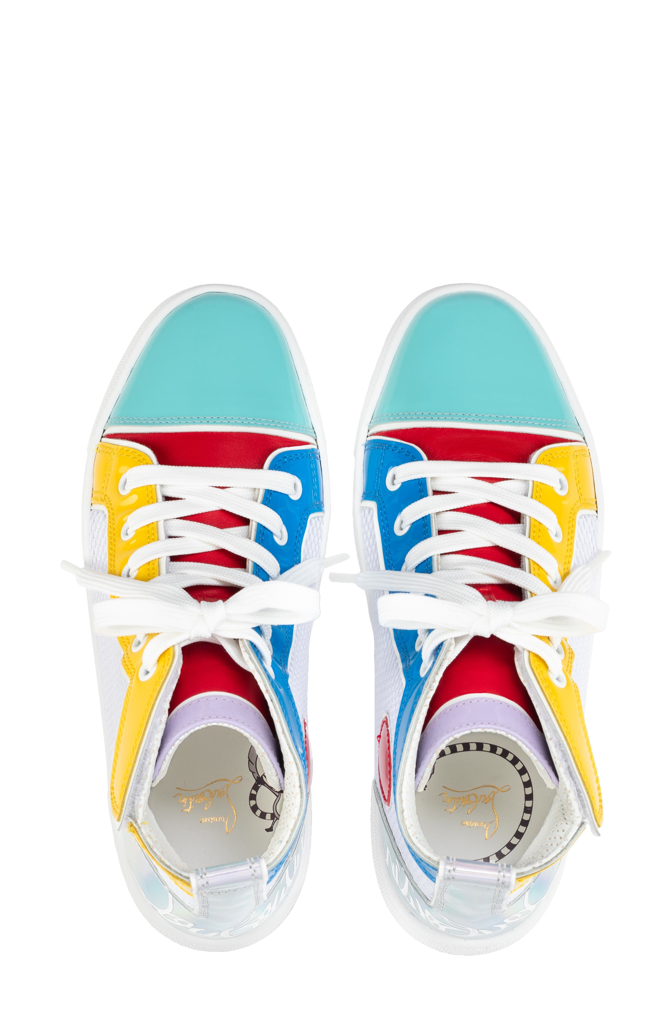 Christian Louboutin Kids' Funnytopi Mixed Media High Top Sneaker, Alternate, color, 