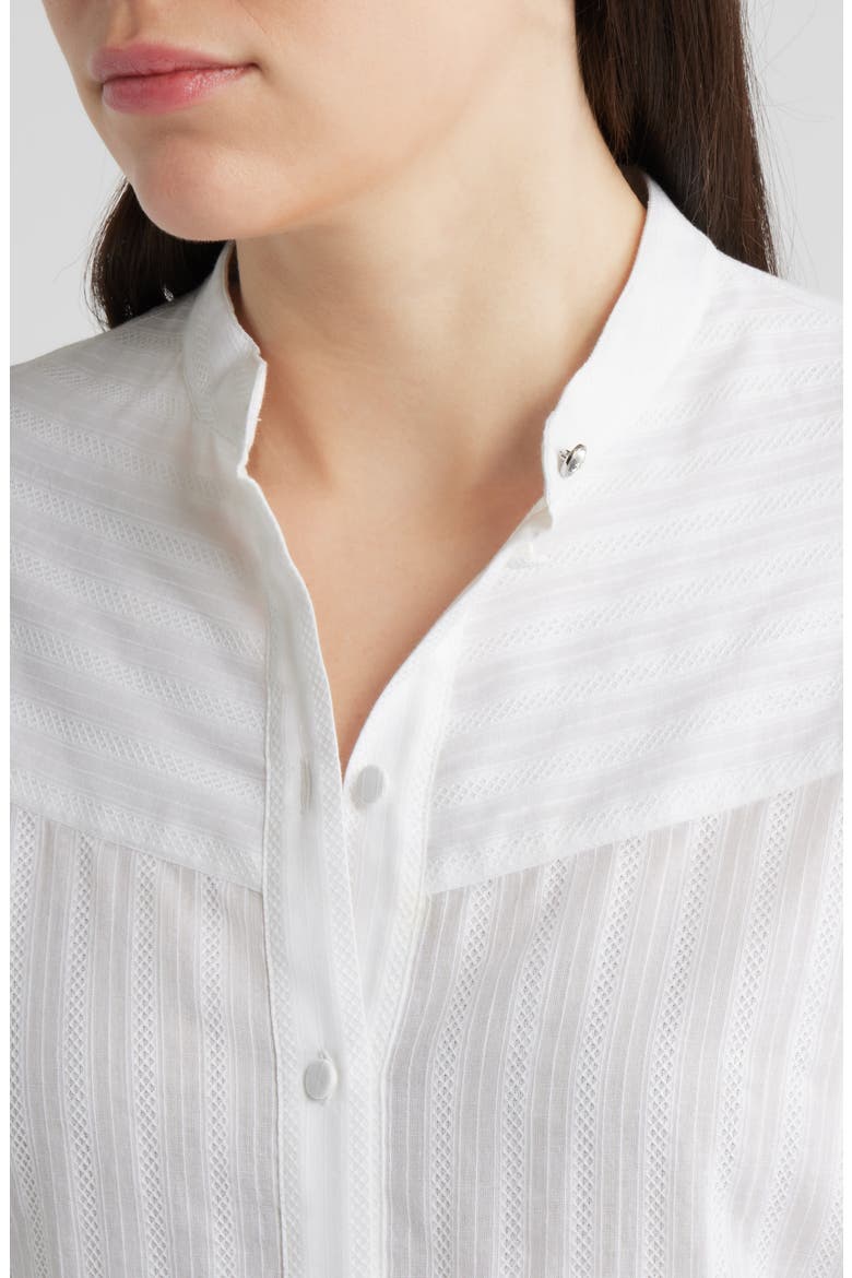 Bilmant Embroidered Stripe Cotton Muslin Button-Up Shirt, Alternate, color, WHT