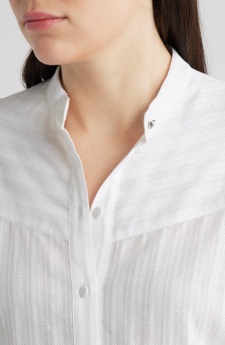 BOSS Orange Bilmant Embroidered Stripe Cotton Muslin Button-Up Shirt, Alternate, color,