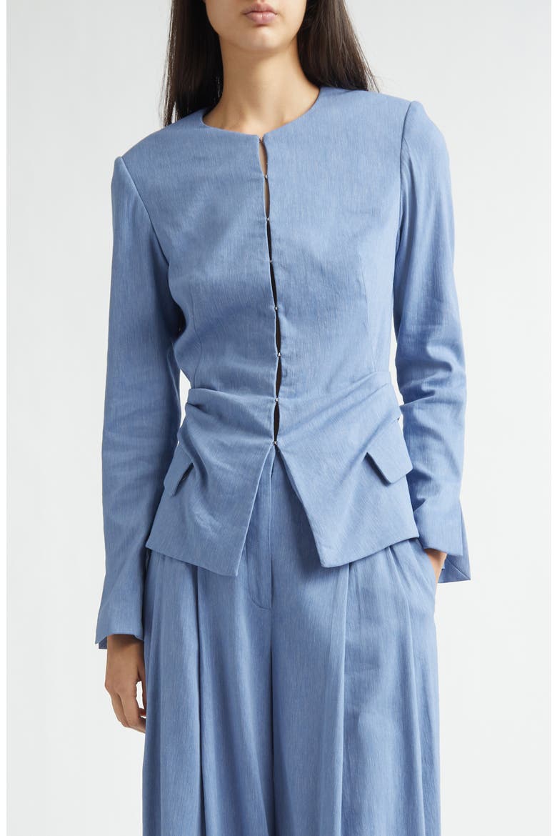 Slubbed Tucked Jacket, Main, color, BLUEBELL