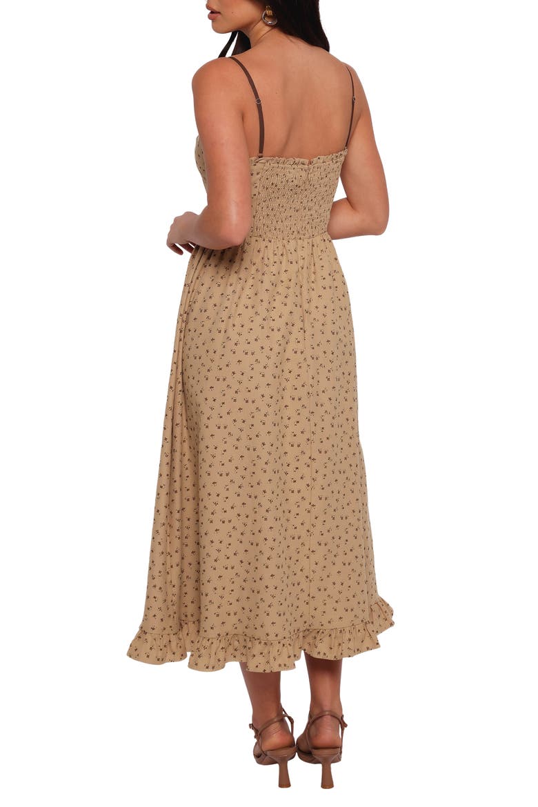 Robbins Bow Floral Print Sleeveless Maxi Dress, Alternate, color, BEIGE BROWN