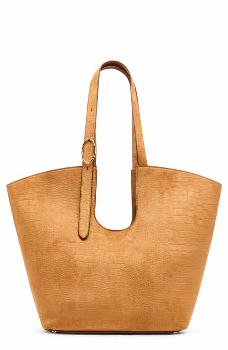 Extra Large Croc Embossed Faux Leather Tote with Pouch