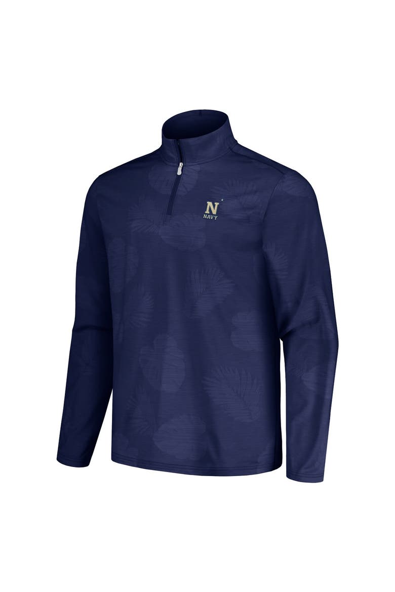 Men's Tommy Bahama Navy Navy Midshipmen Delray Frond IslandZone Half-Zip Jacket, Alternate, color, Navy