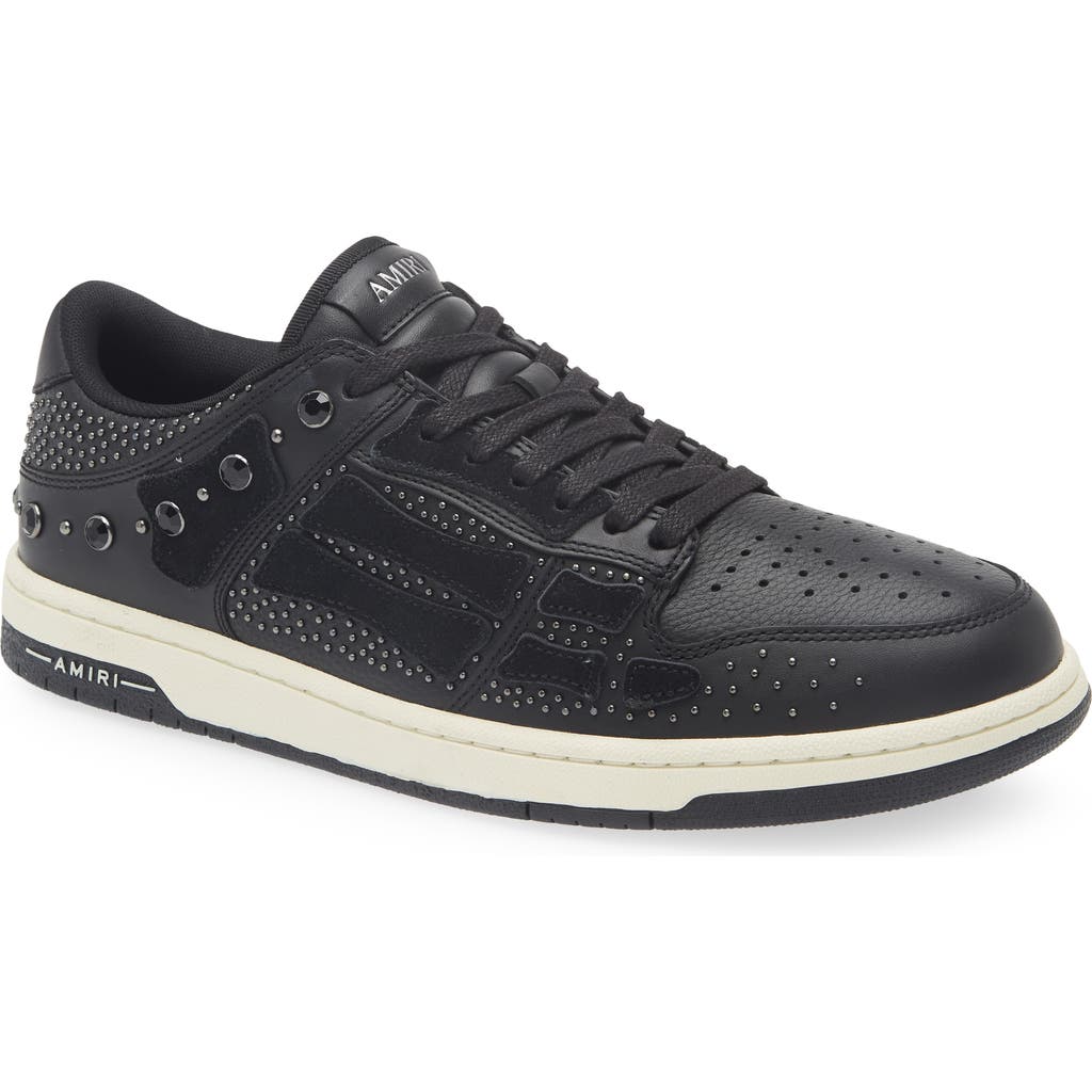 Amiri Two-tone Leather Skel Sneakers With Textured Finish In Black