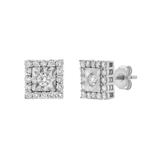Luvmyjewelry Legatum 10k Gold Diamond Unisex Earrings In 10k White Gold