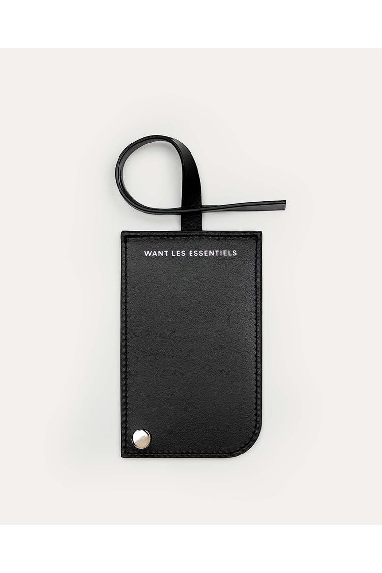 Arch Smooth Leather Luggage Tag, Main, color, Black