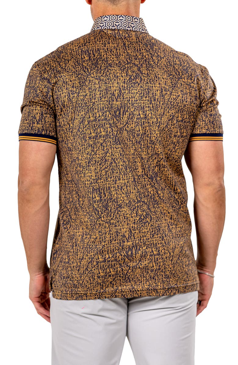 Maceoo Marthyr Grid Print Contrast Collar Cotton Polo, Alternate, color,