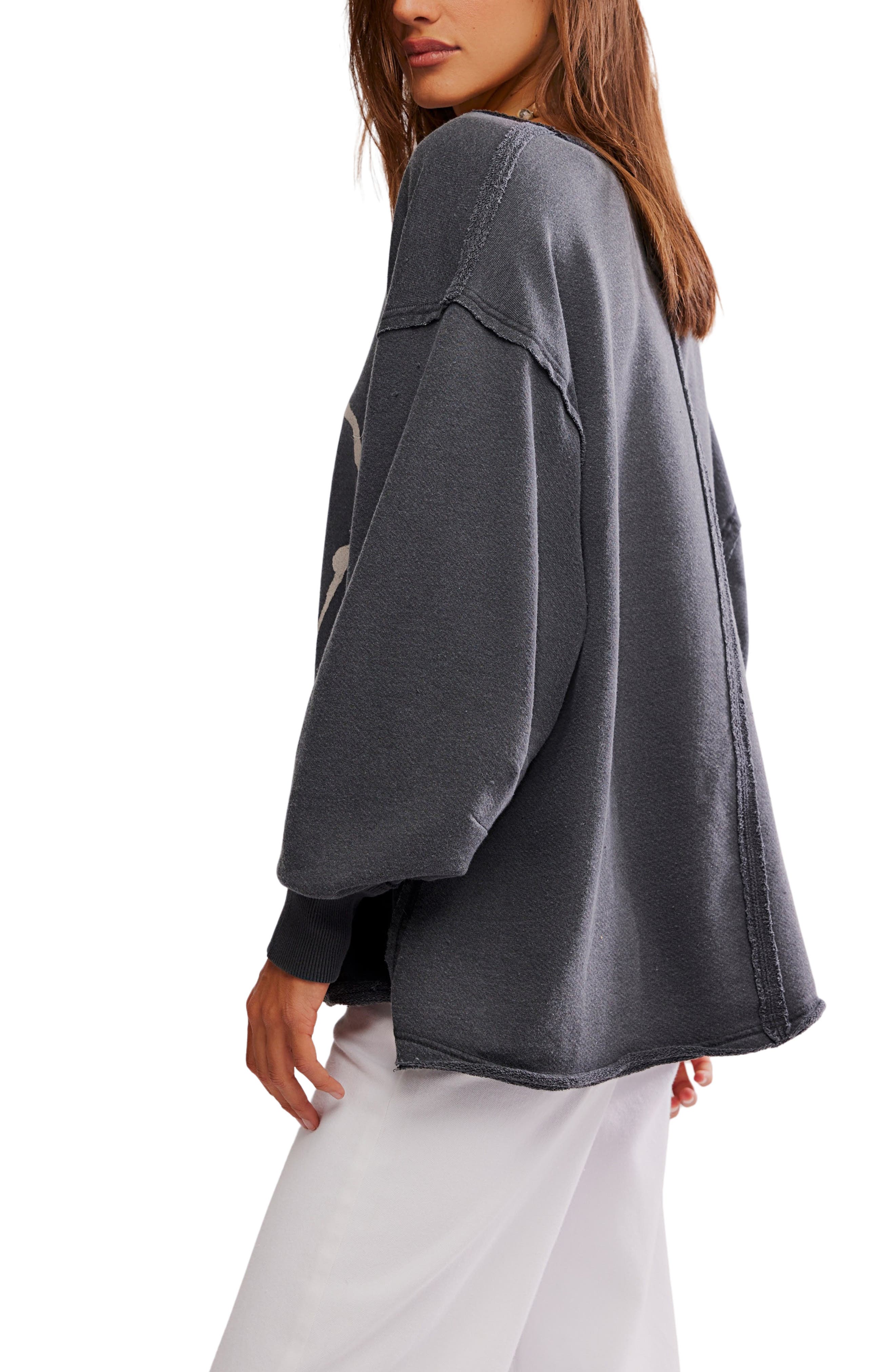 Free People WTF Venice Oversize Cotton Blend Graphic Sweatshirt