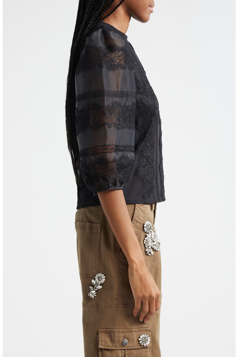 Stefania Lace Trim Shirt, Alternate, color, BLACK