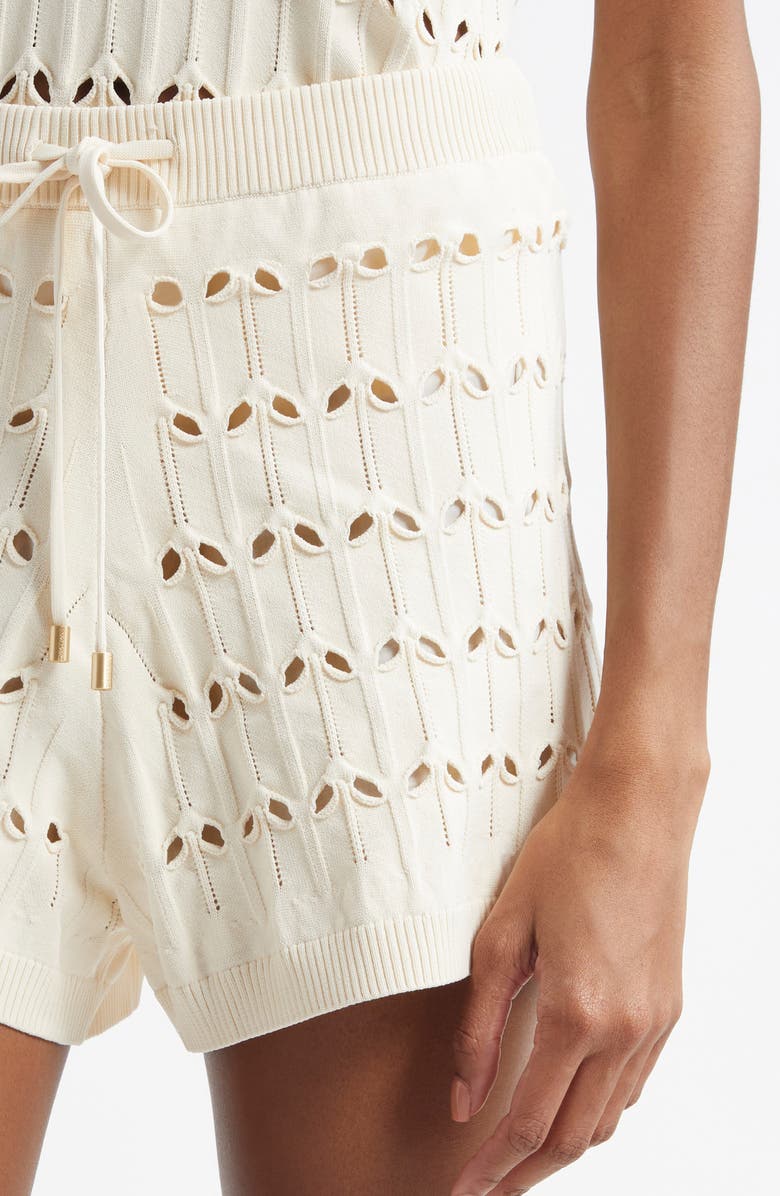 Zimmermann Rhiannon Pointelle Knit Shorts, Alternate, color, Cream