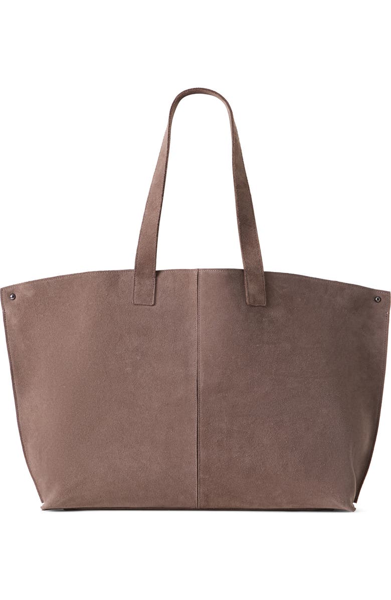 Akris Medium AI Suede Convertible Shoulder Tote, Alternate, color, Taupe
