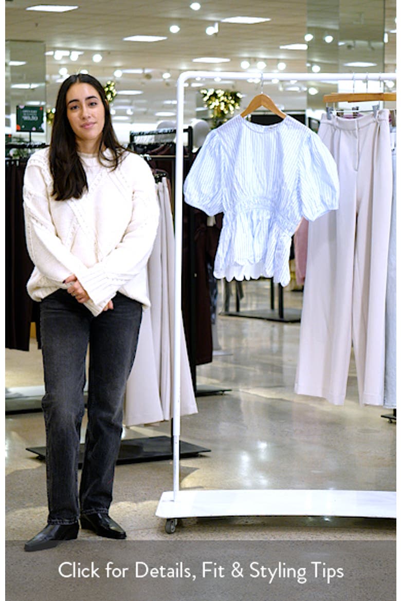 Stripe Puff Sleeve Peplum Top video