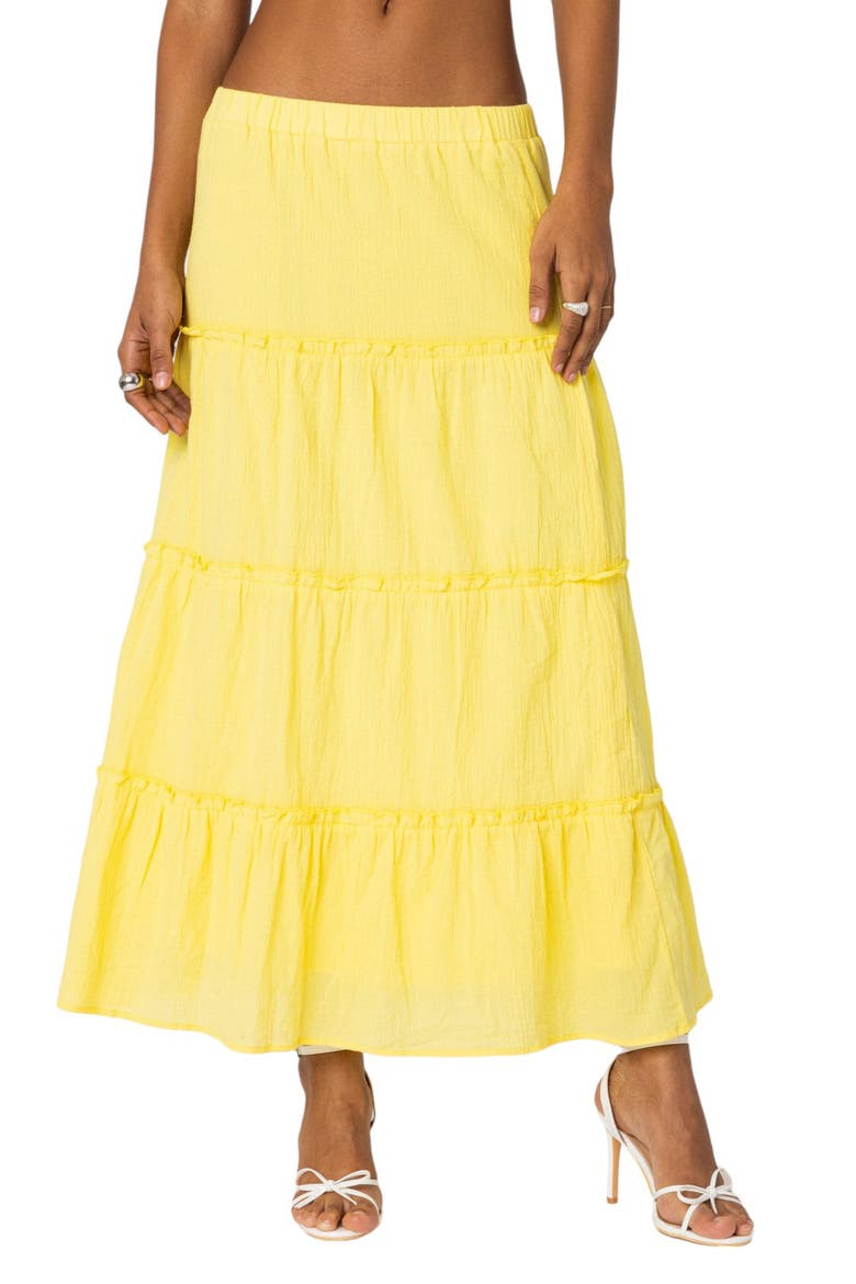 Tiered Cotton Maxi Skirt, Main, color, YELLOW