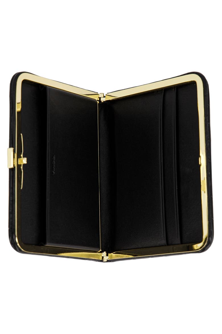 Croc Embossed Frame Wallet, Alternate, color, BLACK