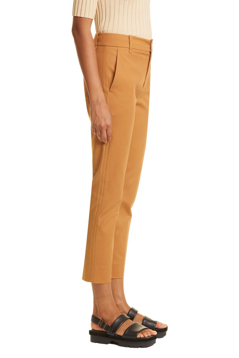 Cotton Blend Cigarette Trousers, Alternate, color, ALMOND