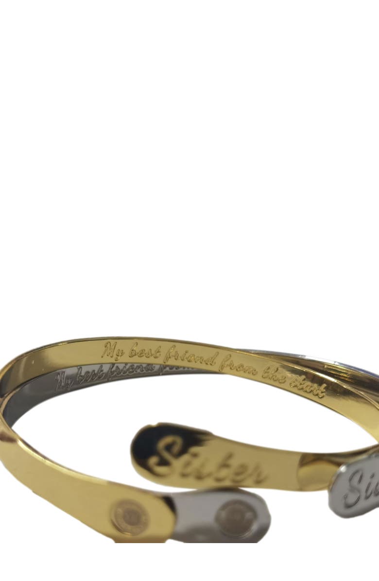 Hollywood Sensation Sister Bracelets Engraved My best friend from the start, Alternate, color, Silver