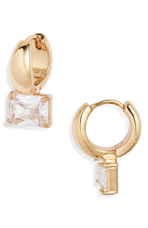 Cubic Zirconia Drop Huggie Earrings