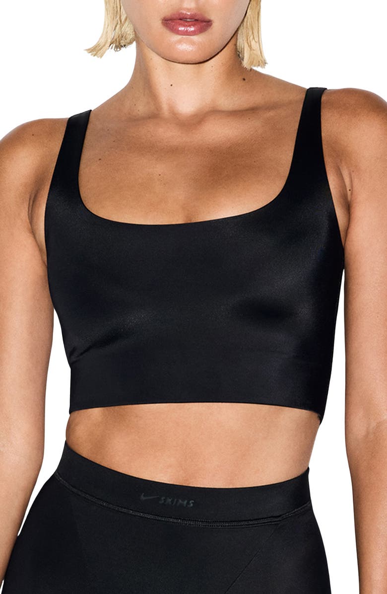NikeSKIMS Shine Scoop Neck Bra, Main, color, Obsidian