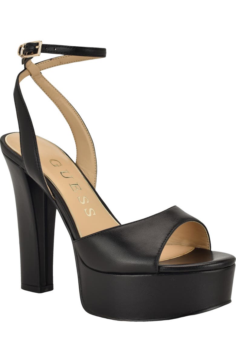 GUESS Hitten Ankle Strap Platform Sandal, Main, color, Black