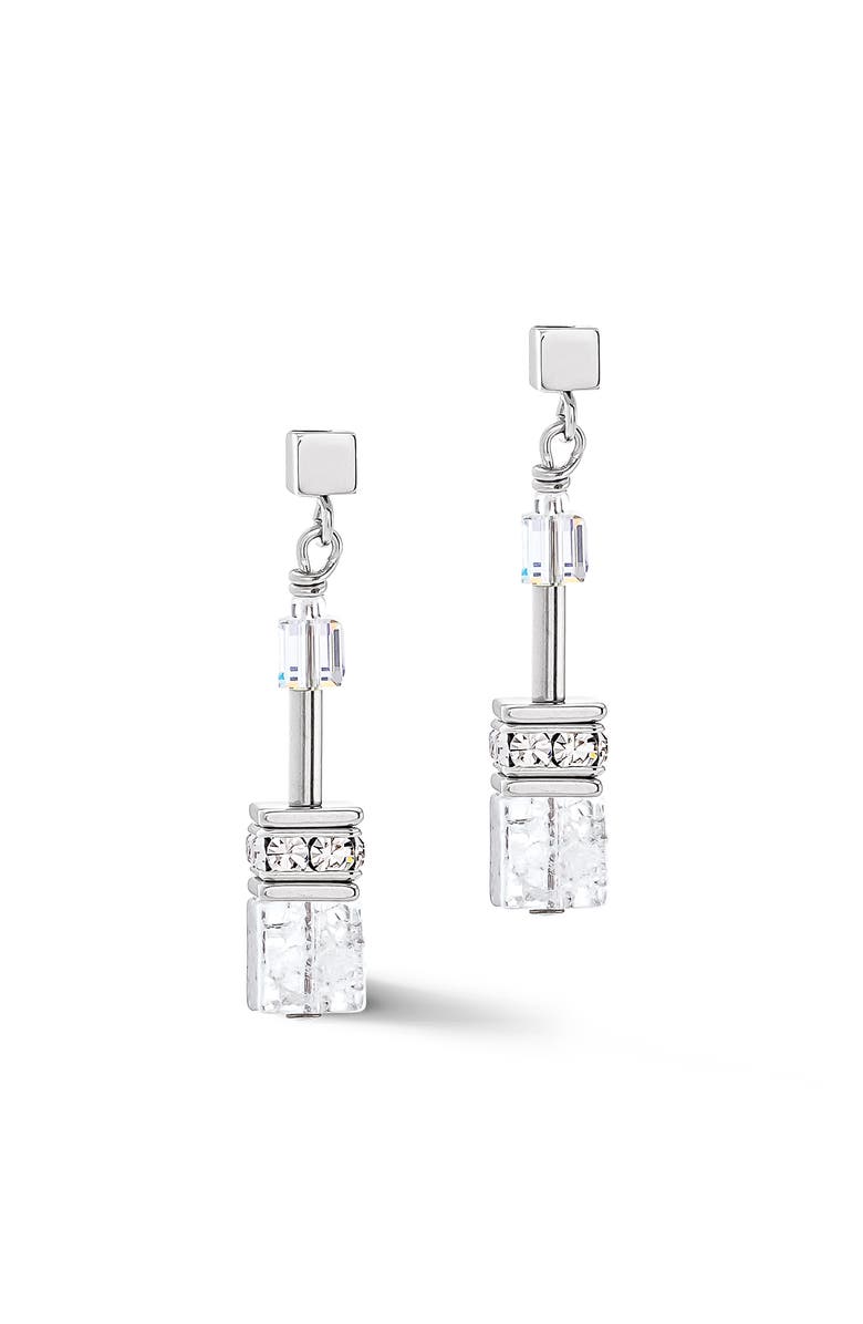 COEUR DE LION Geocube Iconic Nature Silver Earrings, Main, color, White