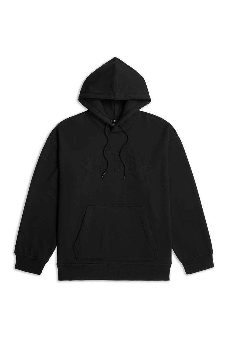 Embroidered Heavyweight Fleece Hoodie, Alternate, color, DARK BLACK