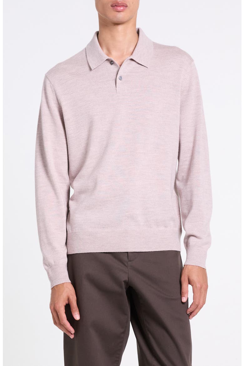 Goris Cashmere Polo Sweater, Main, color, PALE CLAY MELANGE - 2YS