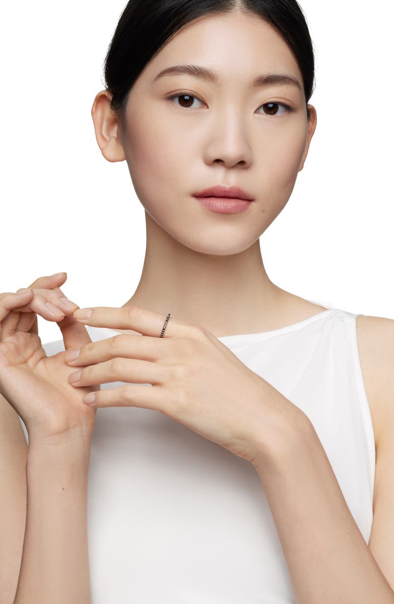 David Yurman Eden Band Ring in Platinum with Pavé Black Diamonds, Alternate, color, 