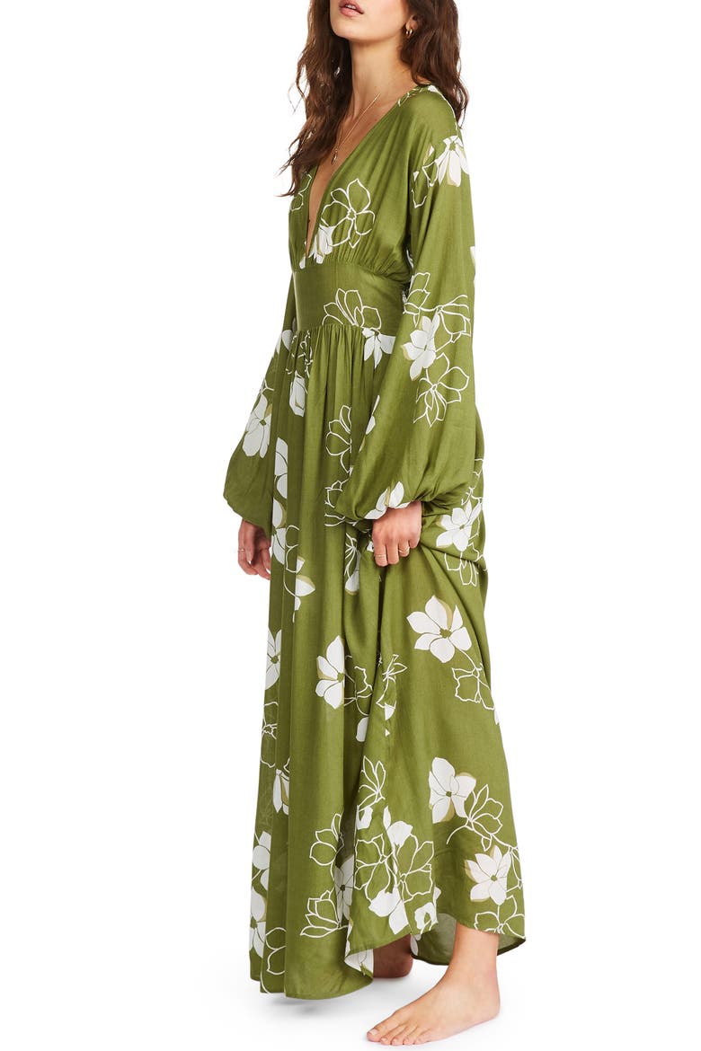 Night Bloom Floral Long Sleeve Maxi Dress, Alternate, color, FERN