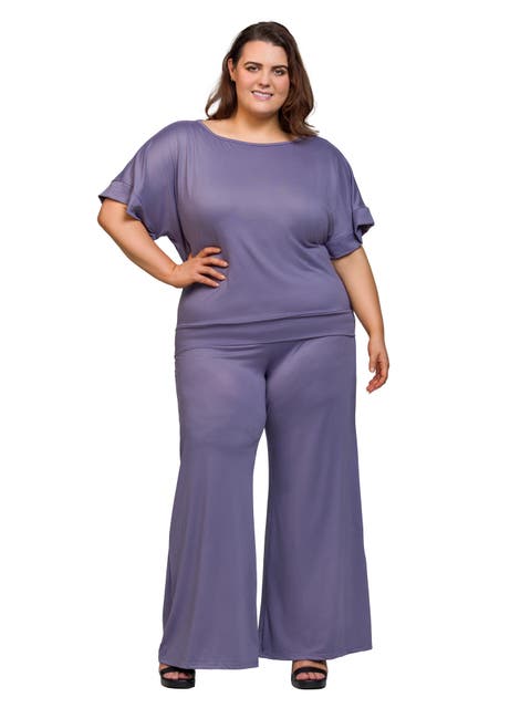 Boat Neck Top and Wide Leg Pant Set