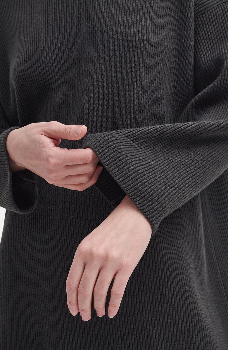 Barbour Long Sleeve Cotton Blend Rib Turtleneck Sweater Dress, Alternate, color, Olive Green