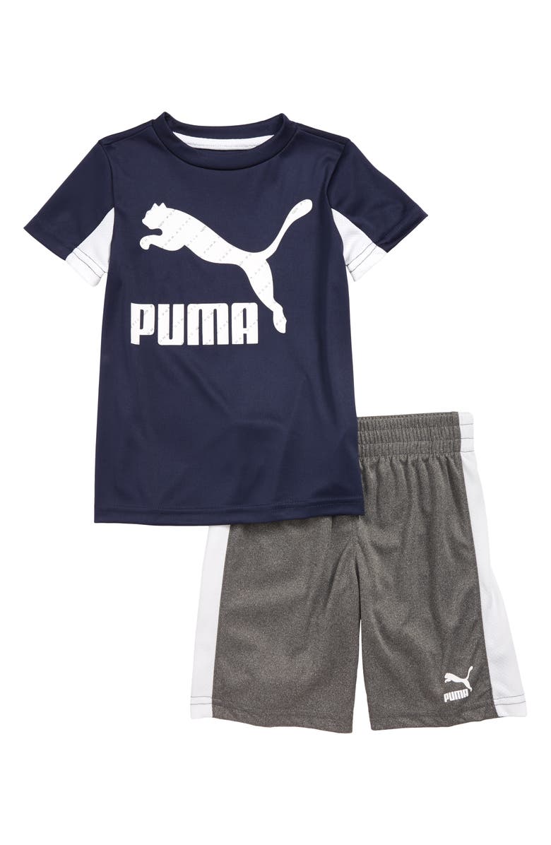 PUMA Logo Interlock T-Shirt & Shorts Set, Main, color,