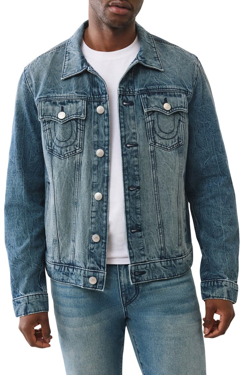 True Religion Jesse Trucker Jacket, Main, color, Medium Cozy Fireside Wash