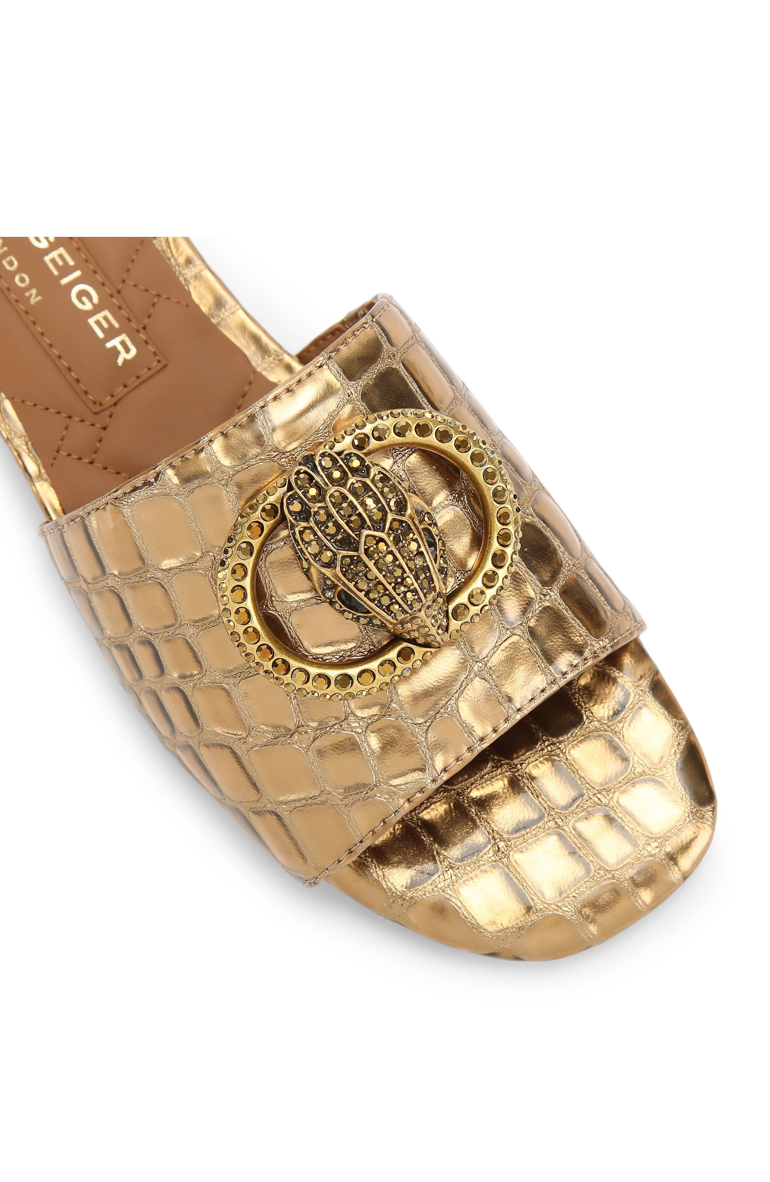Kurt Geiger London Chelsea Croc Embossed Slide Sandal, Alternate, color, Gold