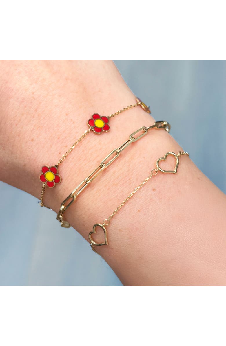 The Lovery Fine Jewelry Gold Open Heart Station Bracelet, Alternate, color, 