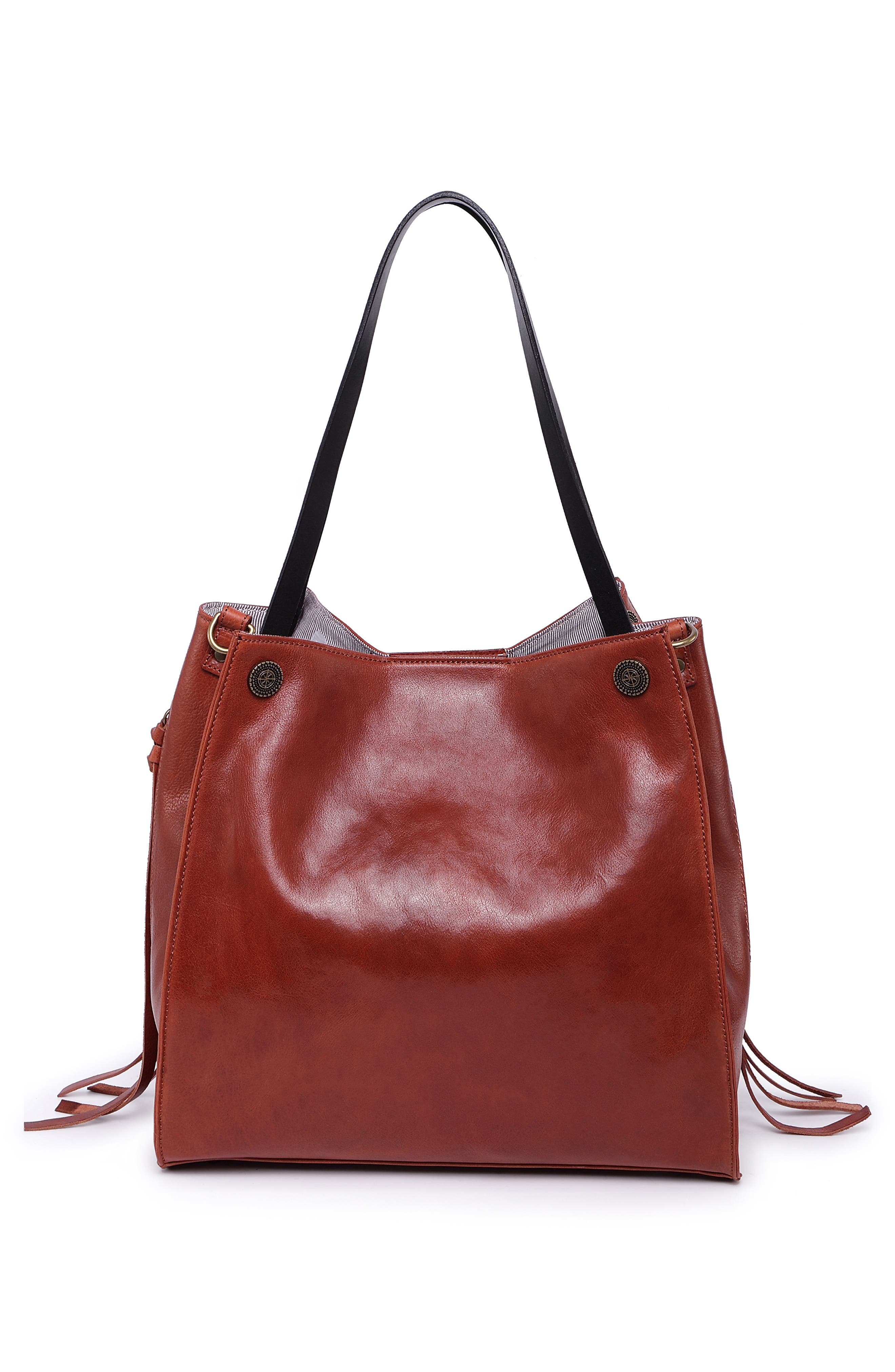 Daisy Leather Tote Bag, Alternate, color, cognac