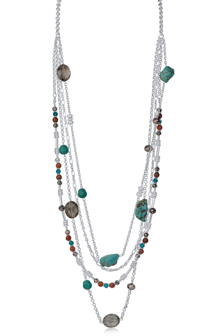Multi Strand Chain Necklace (Nordstrom Exclusive), Main, color, TURQUOISE/ SILVER