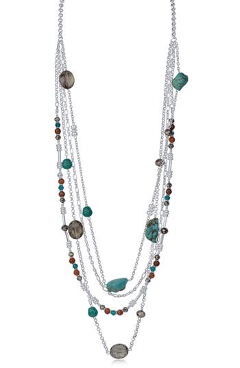 Jardin Multi Strand Chain Necklace In Turquoise/silver