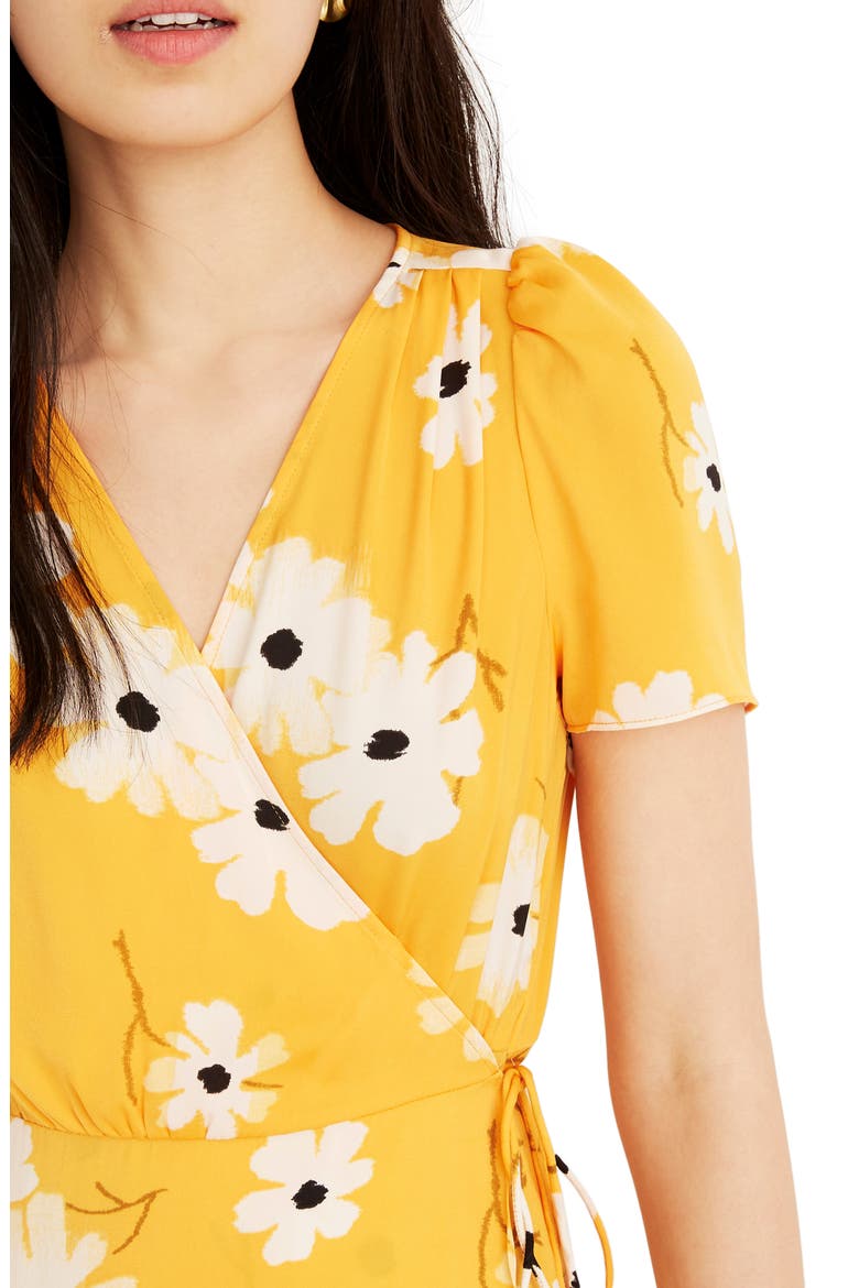 Ikat Floral Puff Sleeve Wrap Dress, Alternate, color, IKAT FLORAL GOLDEN LANTERN
