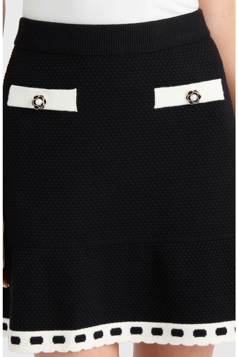 Contrast Trim Miniskirt, Alternate, color, BLACK