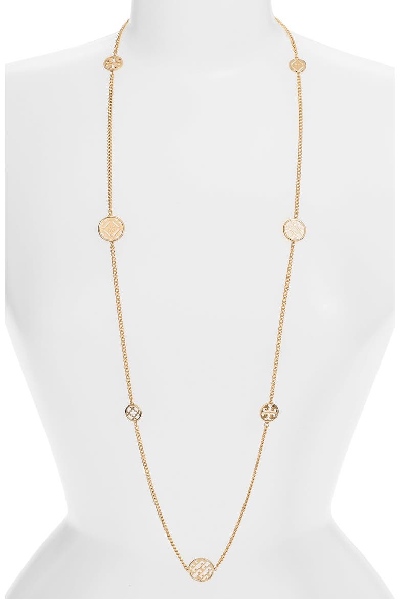 Long Station Necklace, Main, color, SHINY GOLD