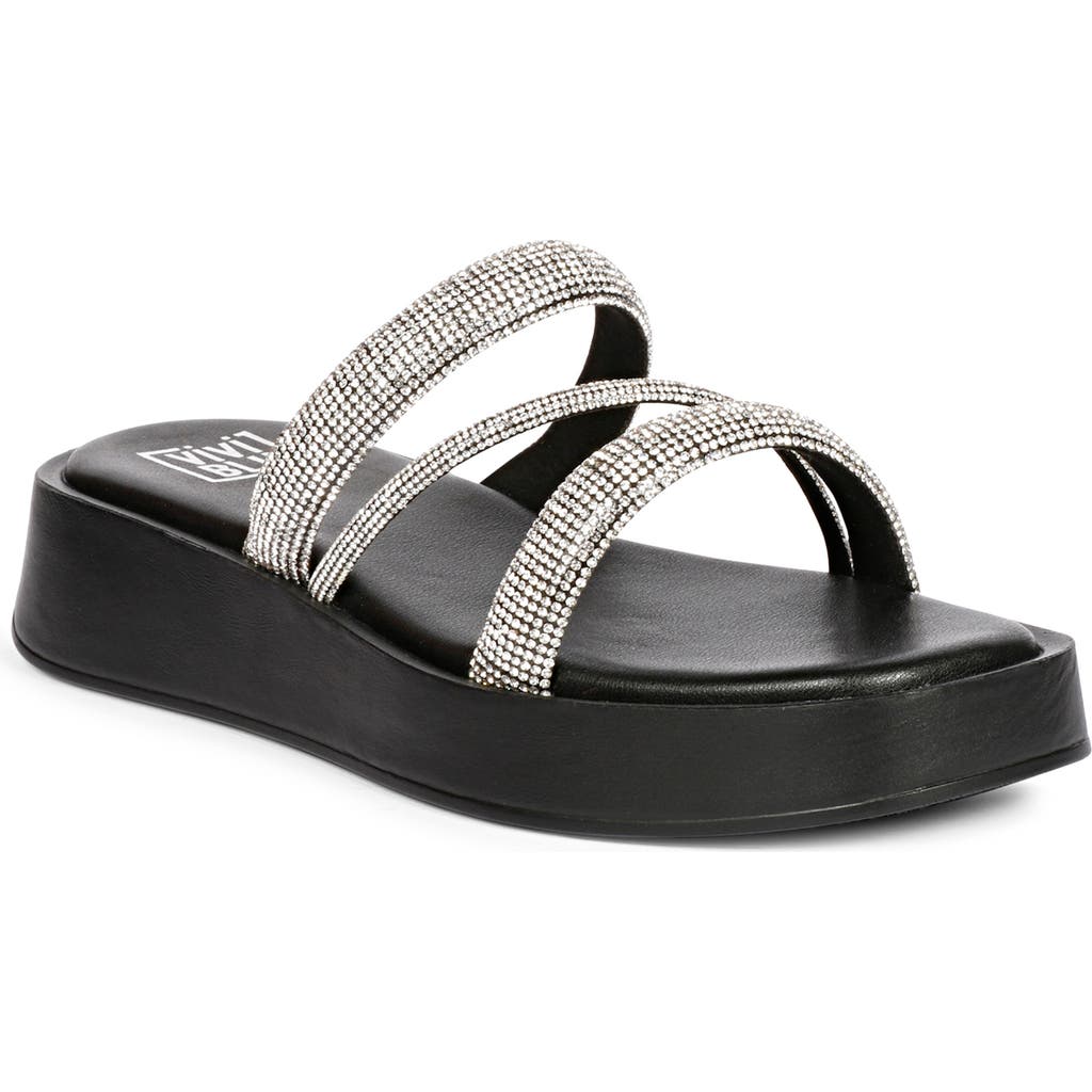 VIVI BLU Ren Platform Wedge Slide Sandal in Black/Silver  product