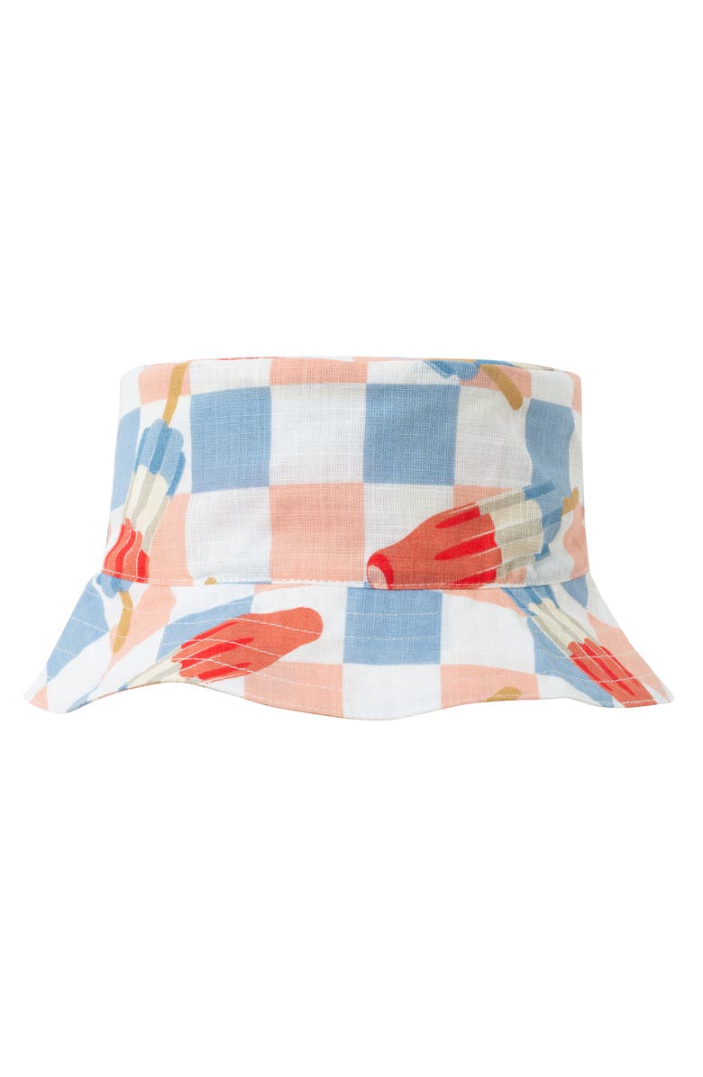 Andy & Evan Print Sleeveless Romper & Bucket Hat Set, Alternate, color, White