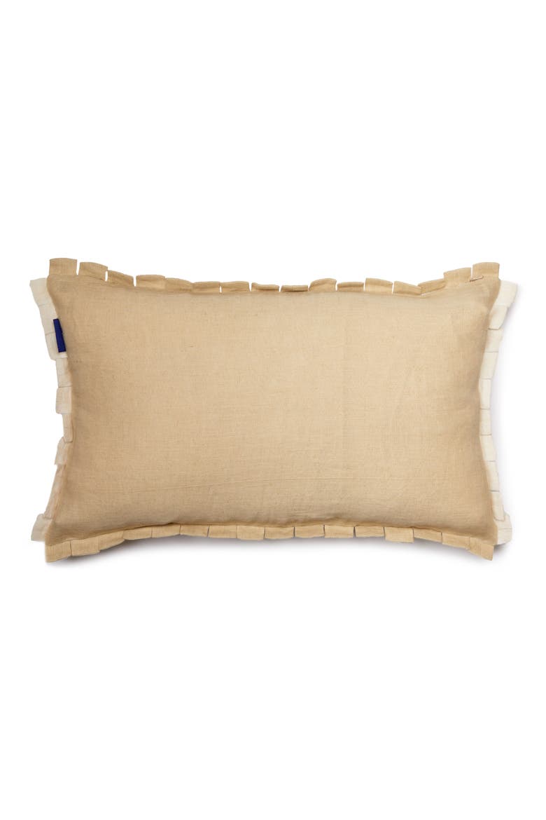 Woven Stripe Accent Pillow, Alternate, color, SAND/ WHITE