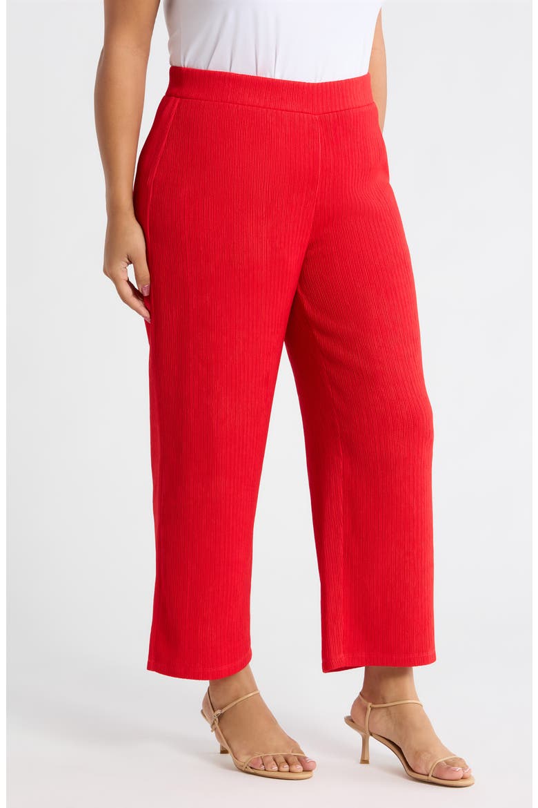Crinkle Pull-On Ankle Wide Leg Pants, Alternate, color, BEGONIA RED