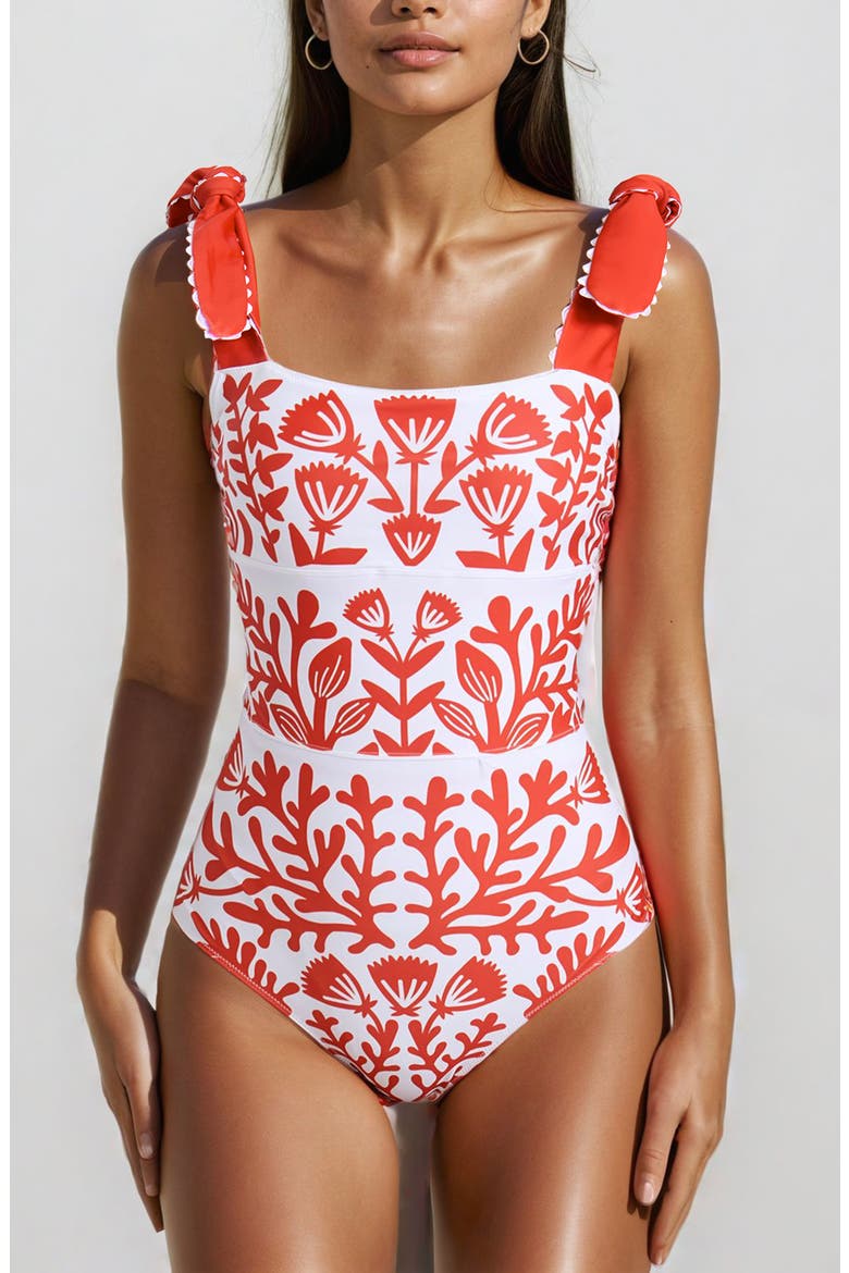 Red Coral Reversible One-Piece Swimsuit, Main, color, Red
