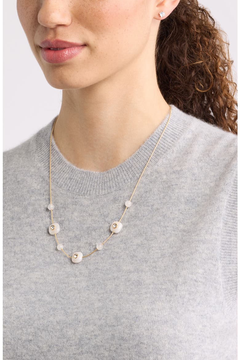 Crystal & White Jade Stationary Necklace, Alternate, color, CLEAR- WHITE- GOLD