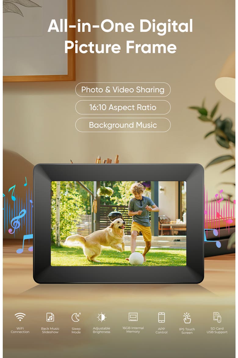 10.1" WiFi Digital Photo Frame, Alternate, color, Black