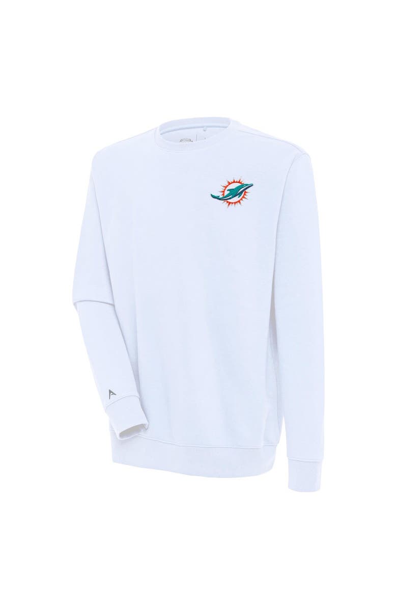ANTIGUA Men's Antigua  White Miami Dolphins Victory Pullover Sweatshirt, Main, color, 