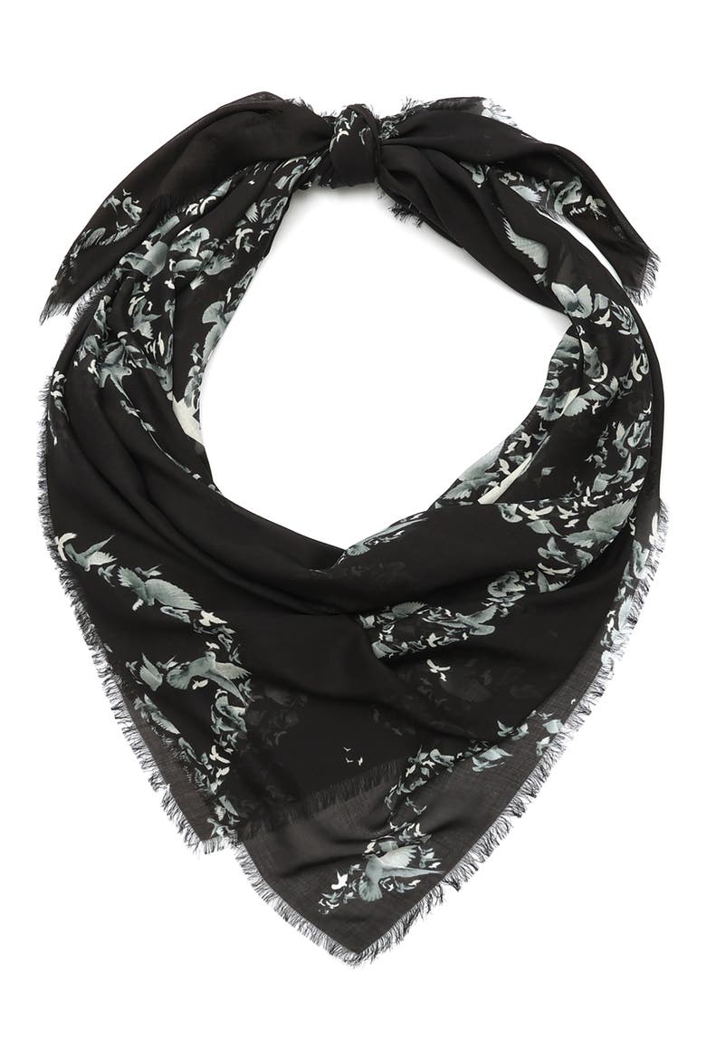 Flight Back Large Square Scarf, Main, color, BLACK